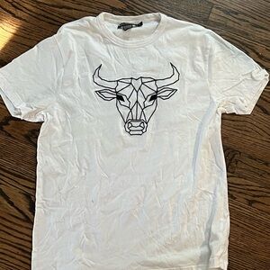 French Connection White Bull Design Tee